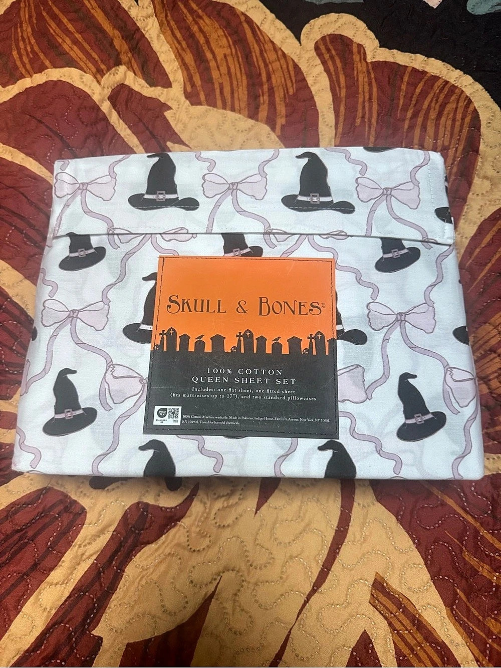 Skull & Bones Queen Sheet Set Cotton Queen Sheet Set NWT